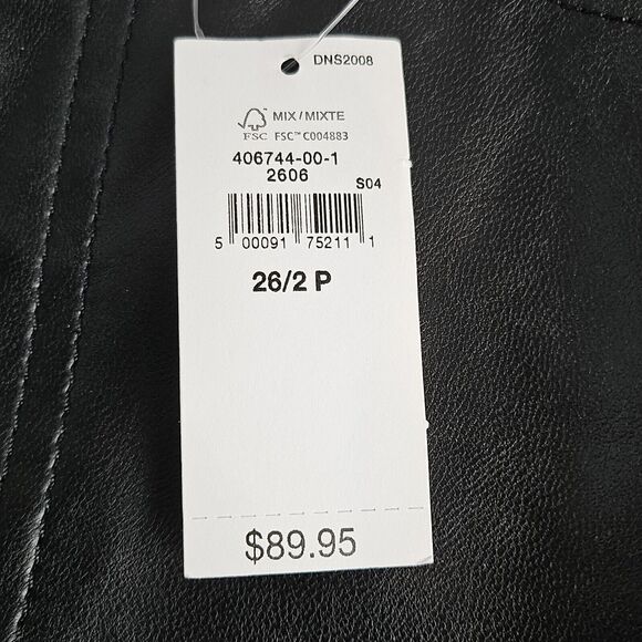 Gap Black Sky High Rise Faux Leather Cheeky Straight Pants-Size 26/2P -NWT - Picture 6 of 7